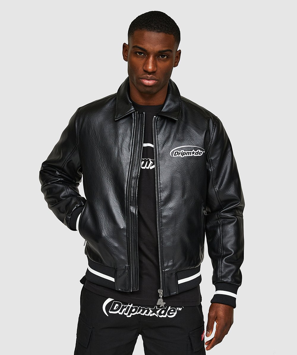 Hunted Faux Leather Bomber Jacket | Dripmade