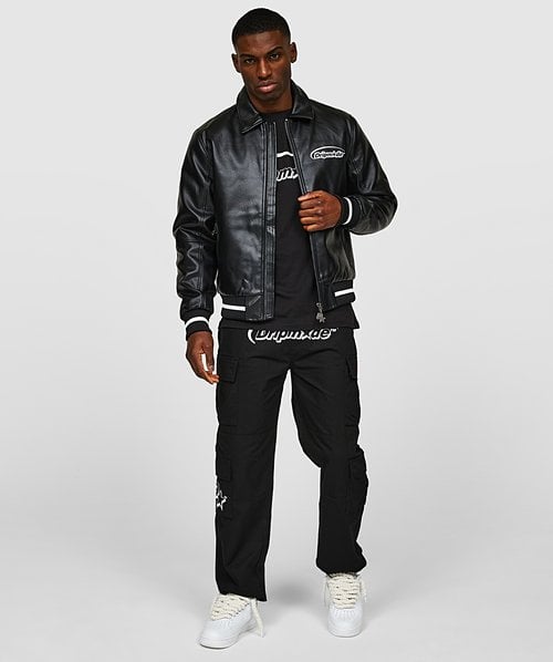 Hunted Faux Leather Bomber Jacket