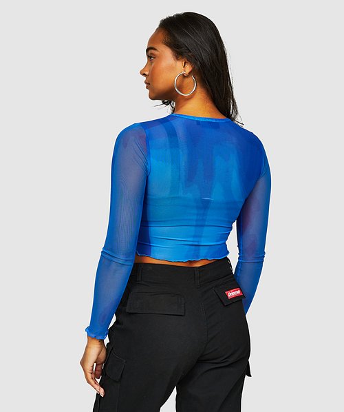 Womens Glow Mesh Crop Top