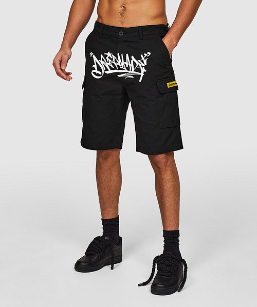 BLACKBLONDのBBD Graffiti Logo Dirty Washing Cargo Shorts BLACKBLONDのBBD Graffiti Logo Dirty Washing Cargo Shorts
