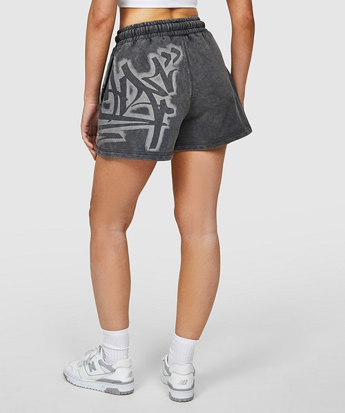 Womens Graffiti Spray Fleece Short