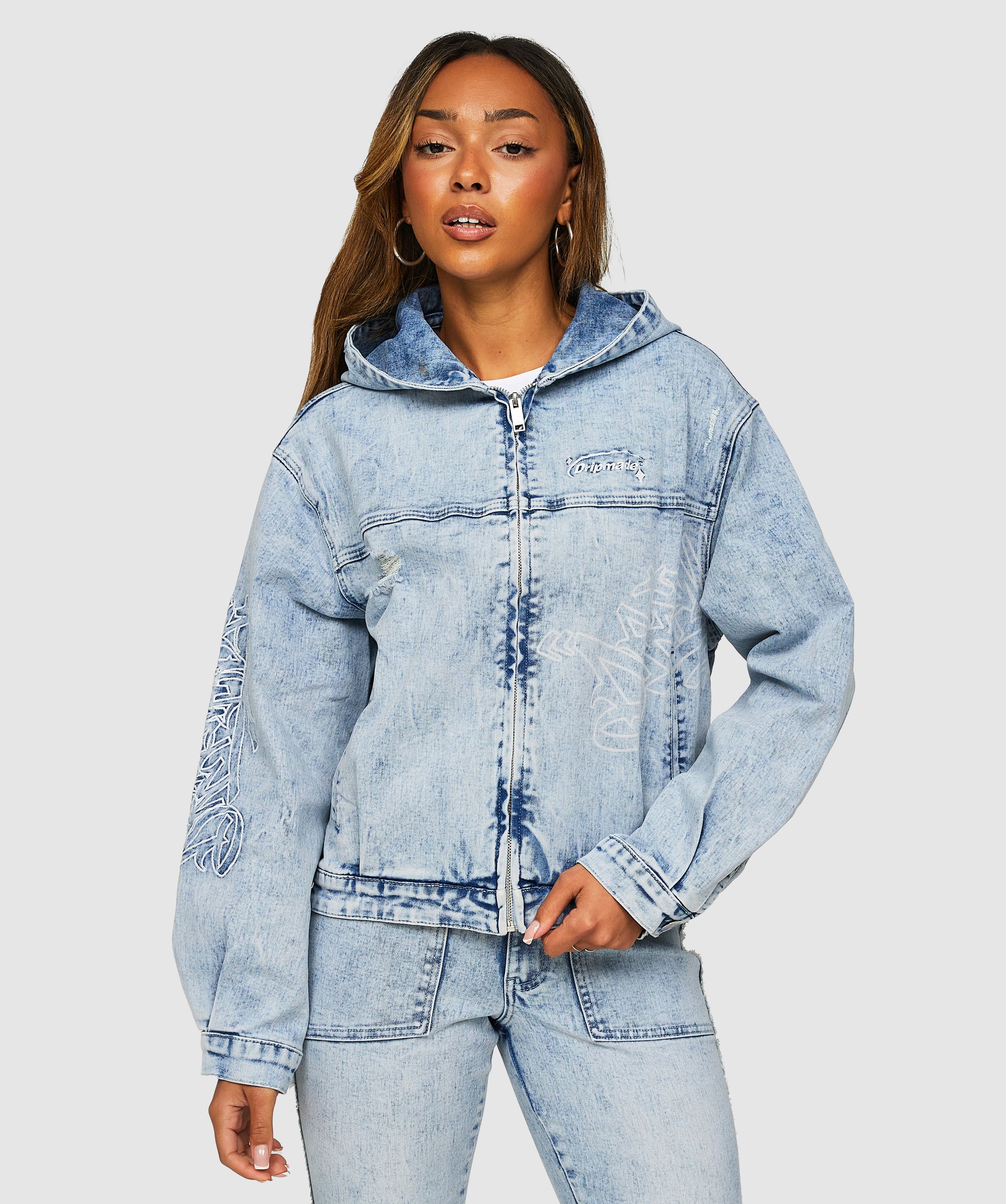 Womens Relentless Oversized Denim Hoodie