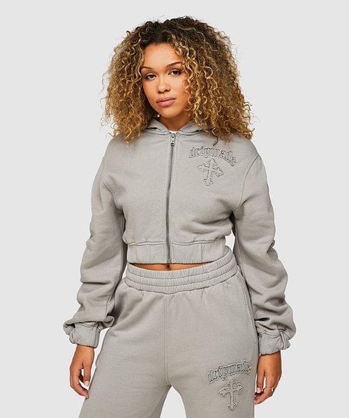 Womens Emnity Ruched Crop Full Zip Hoodie