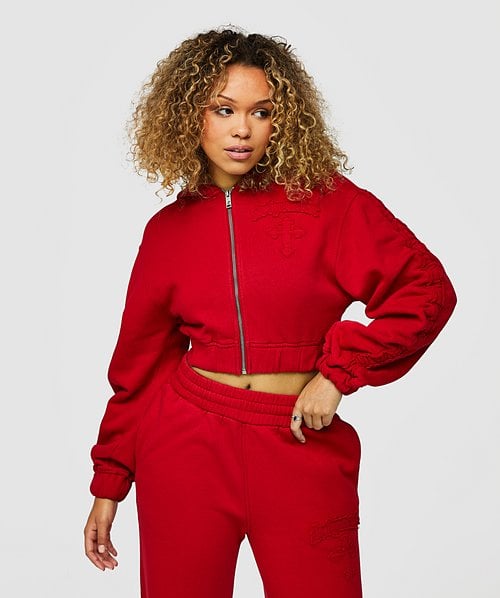 Womens Emnity Ruched Crop Full Zip Hoodie