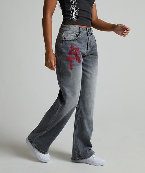 Womens Grind Baggy Mid Rise Jean