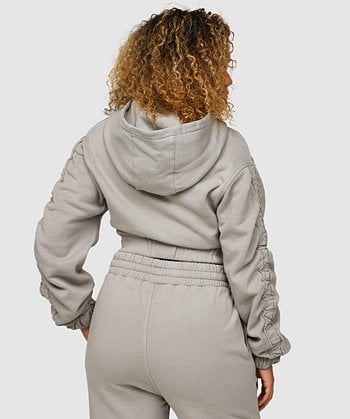Womens Emnity Ruched Crop Full Zip Hoodie